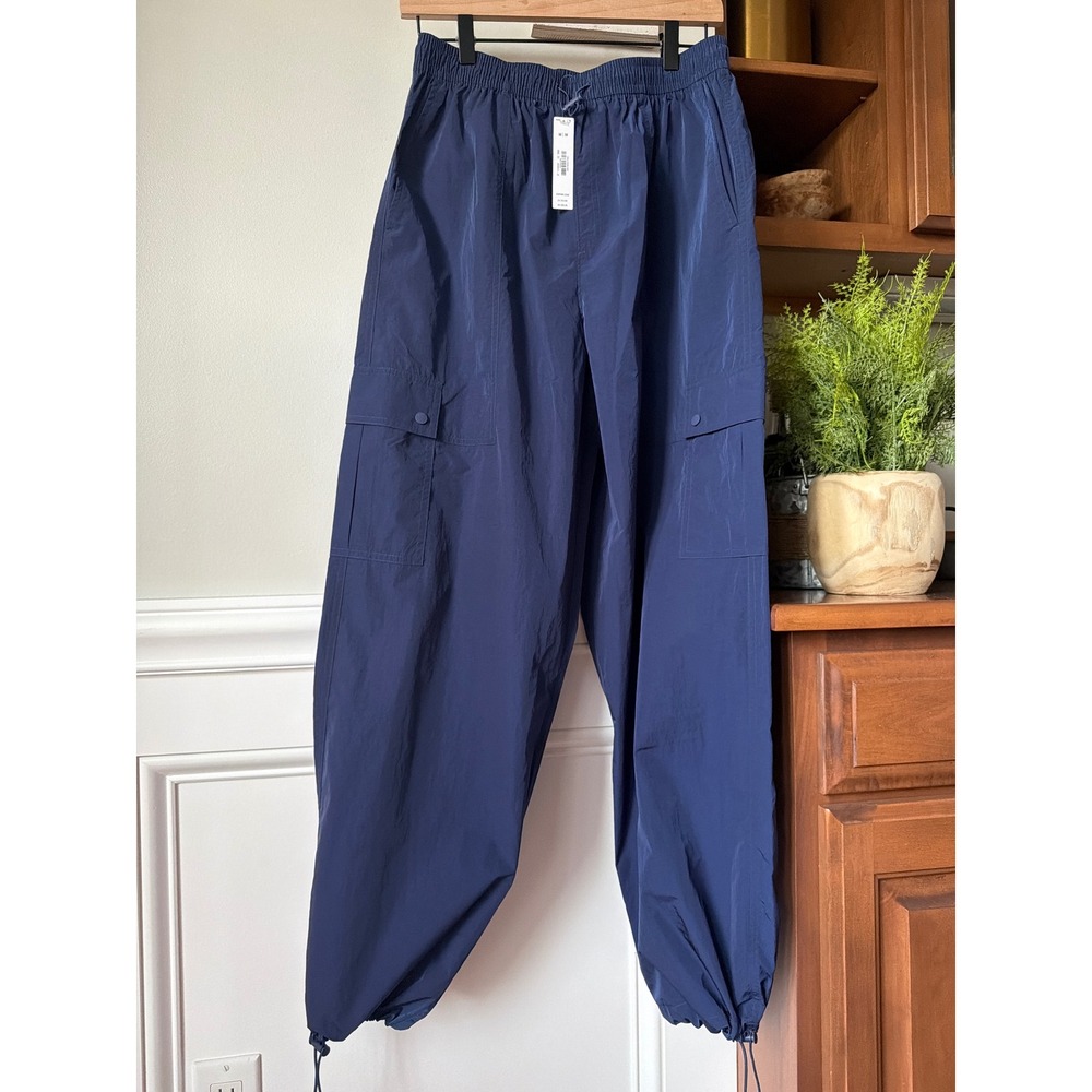 NWT Pink Victoria Secret Parachute Pants M Navy Blue Baggy Balloon Nylon Jogger